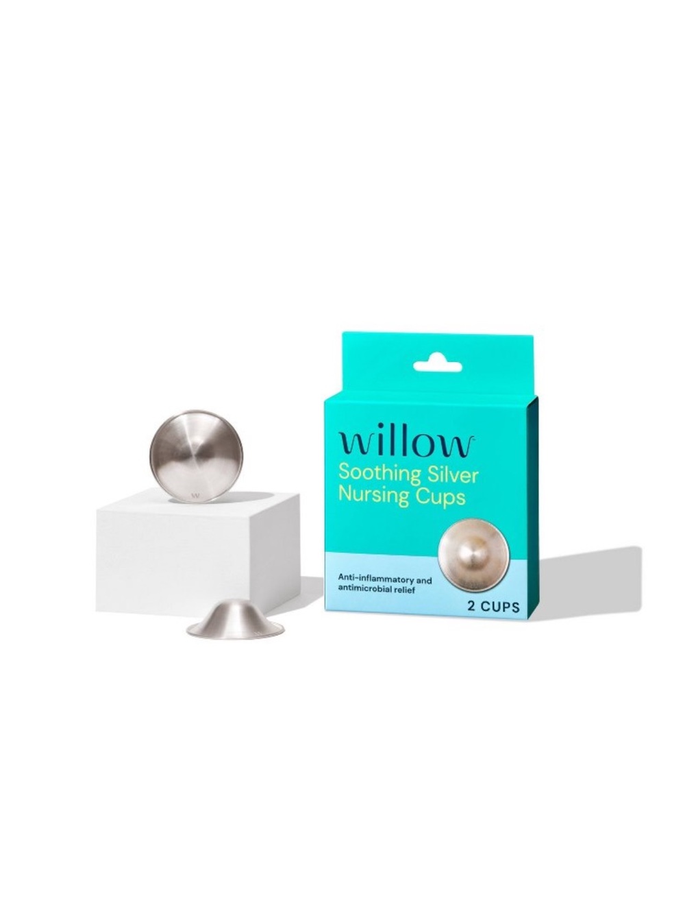 Willow Silver Nursing Cups with Teal Packaging